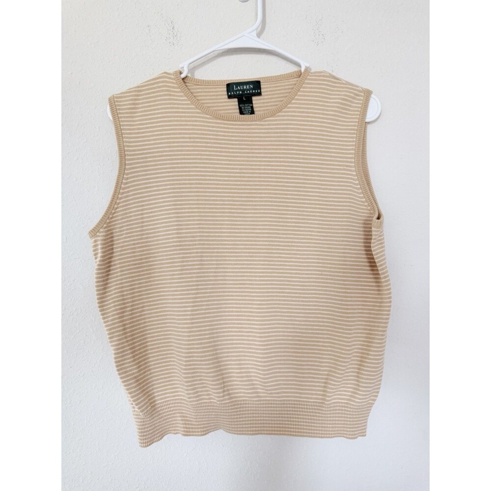 Lauren Ralph Lauren Stripped Knit Tank Top Large Old Money Preppy Country Club